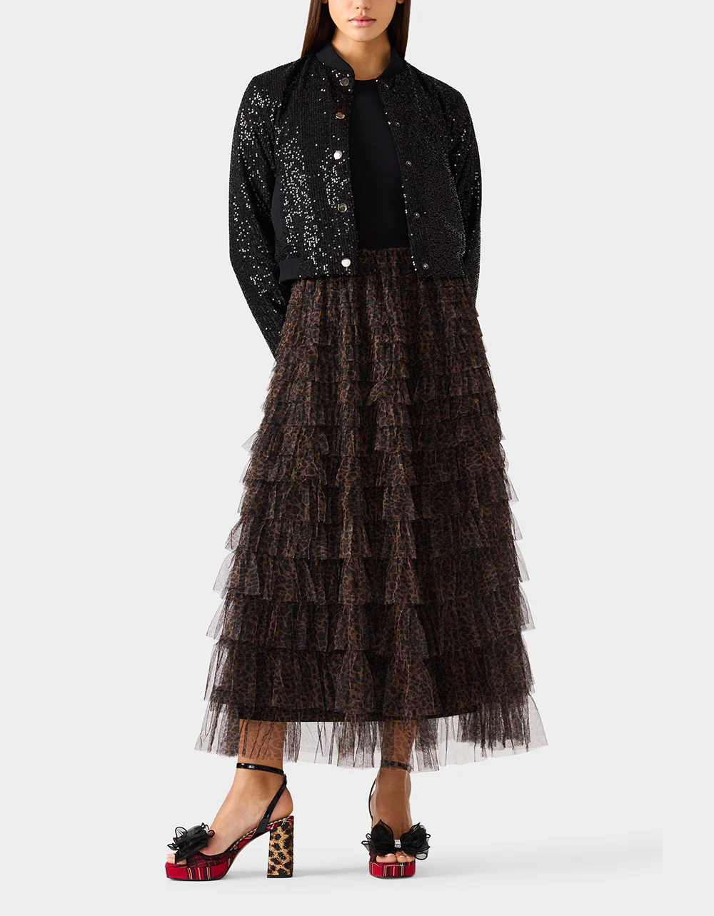 RUFFLED MAXI SKIRT LEOPARD - Image 3