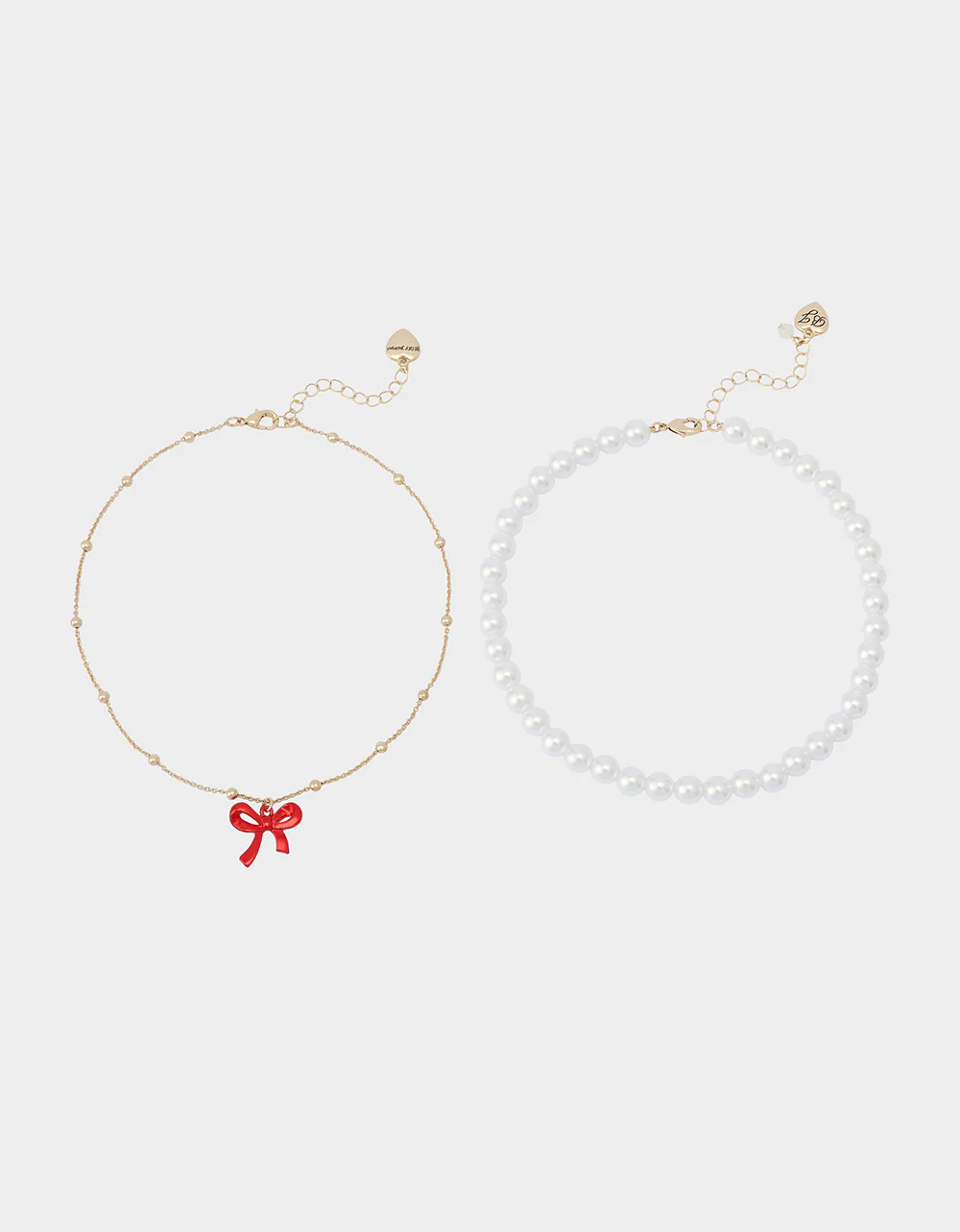 PEARL BOW NECKLACE SET RED - Image 2