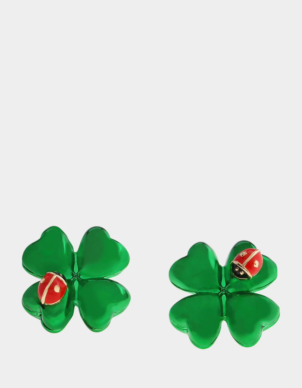 SHAMROCK LADYBUG STUD EARRINGS GREEN - Image 2