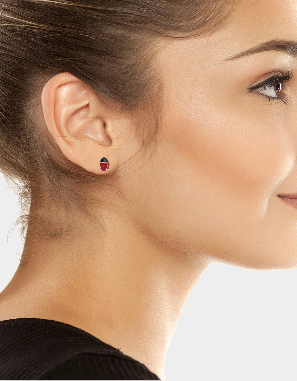 LADYBUG STUD EARRINGS RED - Image 3