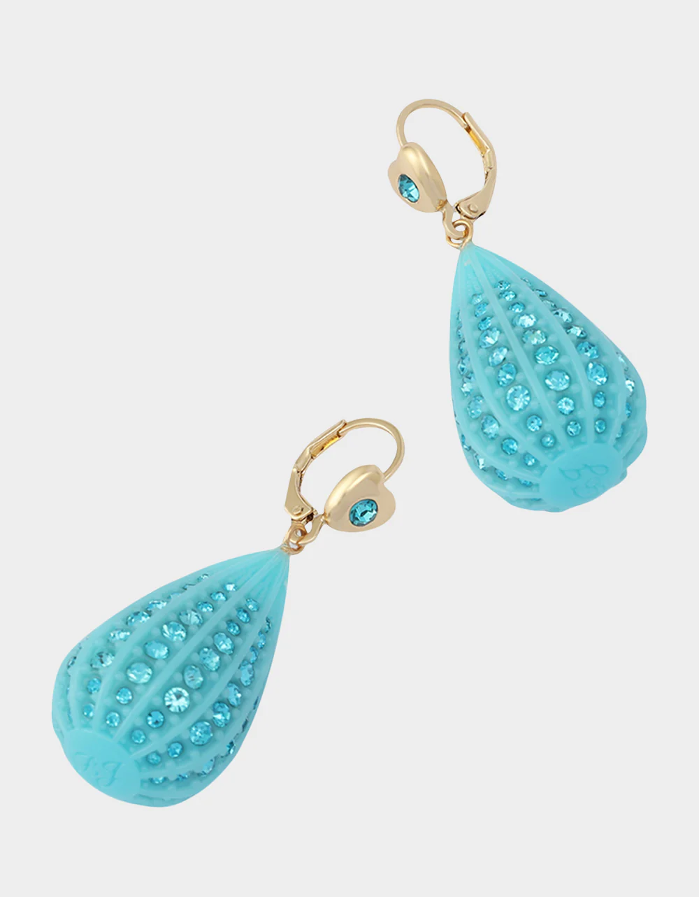 CRYSTAL TEAR LEVER EARRINGS BLUE - Image 2