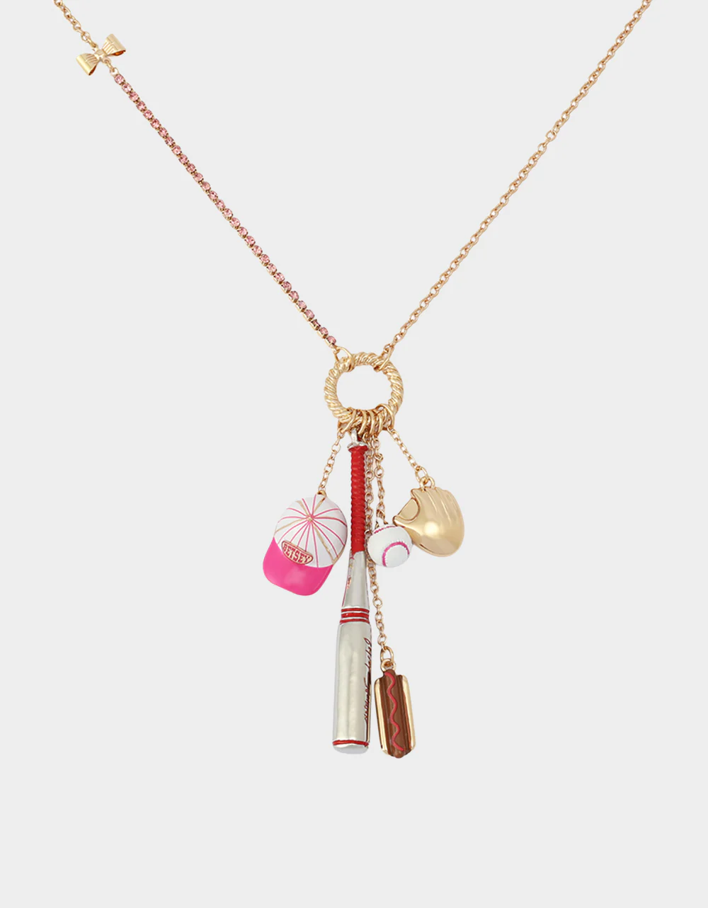 BASEBALL CHARM PENDANT NECKLACE PINK - Image 2