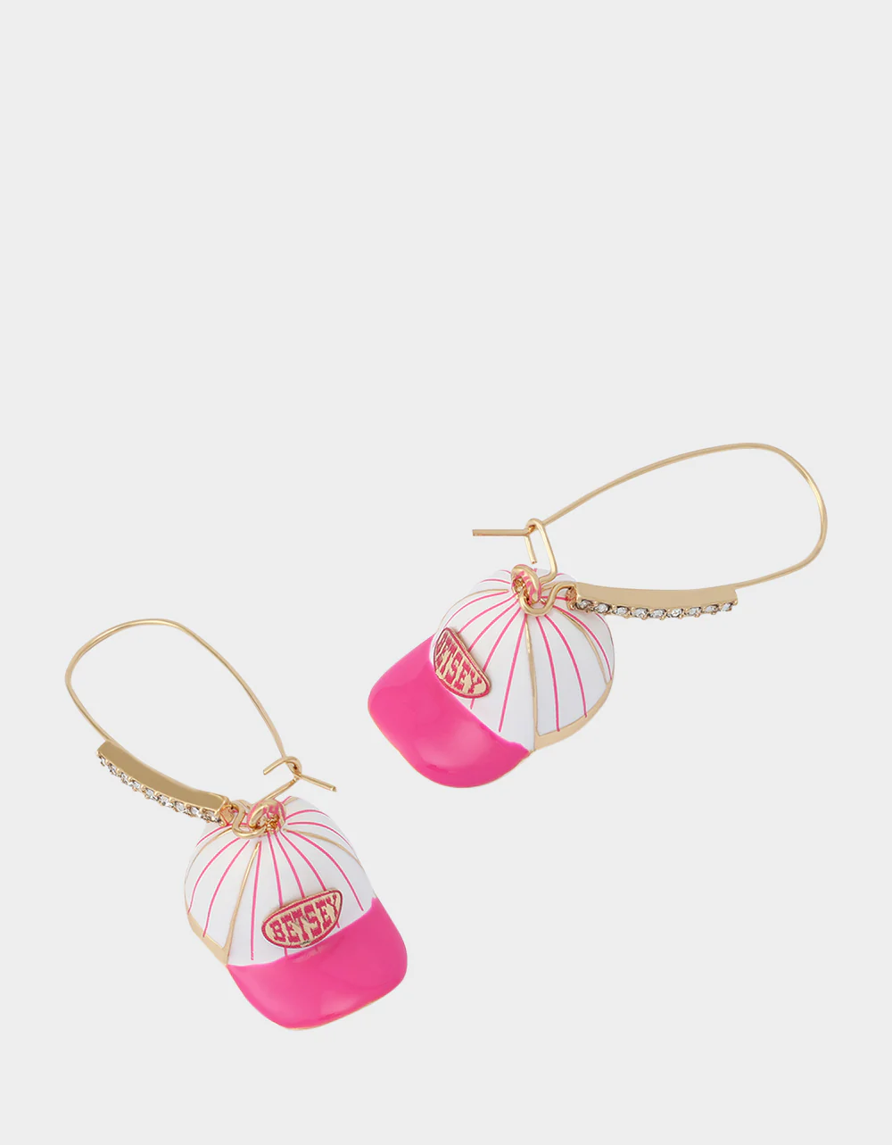 BASEBALL HAT SHEPHERD HOOK EARRINGS PINK - Image 2