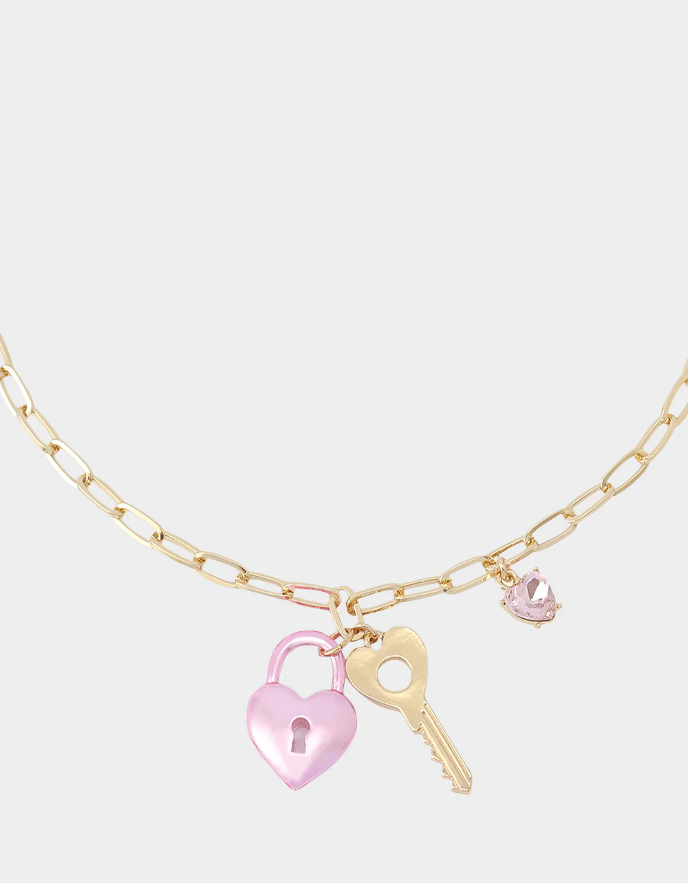 HEART LOCK SHORT PENDANT NECKLACE PINK - Image 2