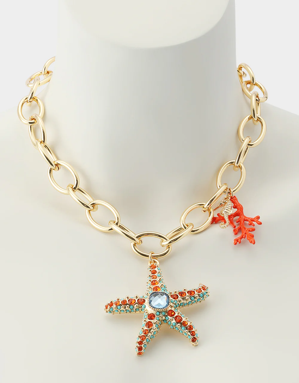STARFISH SHORT PENDANT NECKLACE ORANGE - Image 5