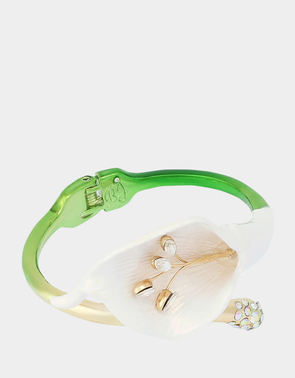 CALLA LILY BYPASS BANGLE BRACELET GREEN - Image 3