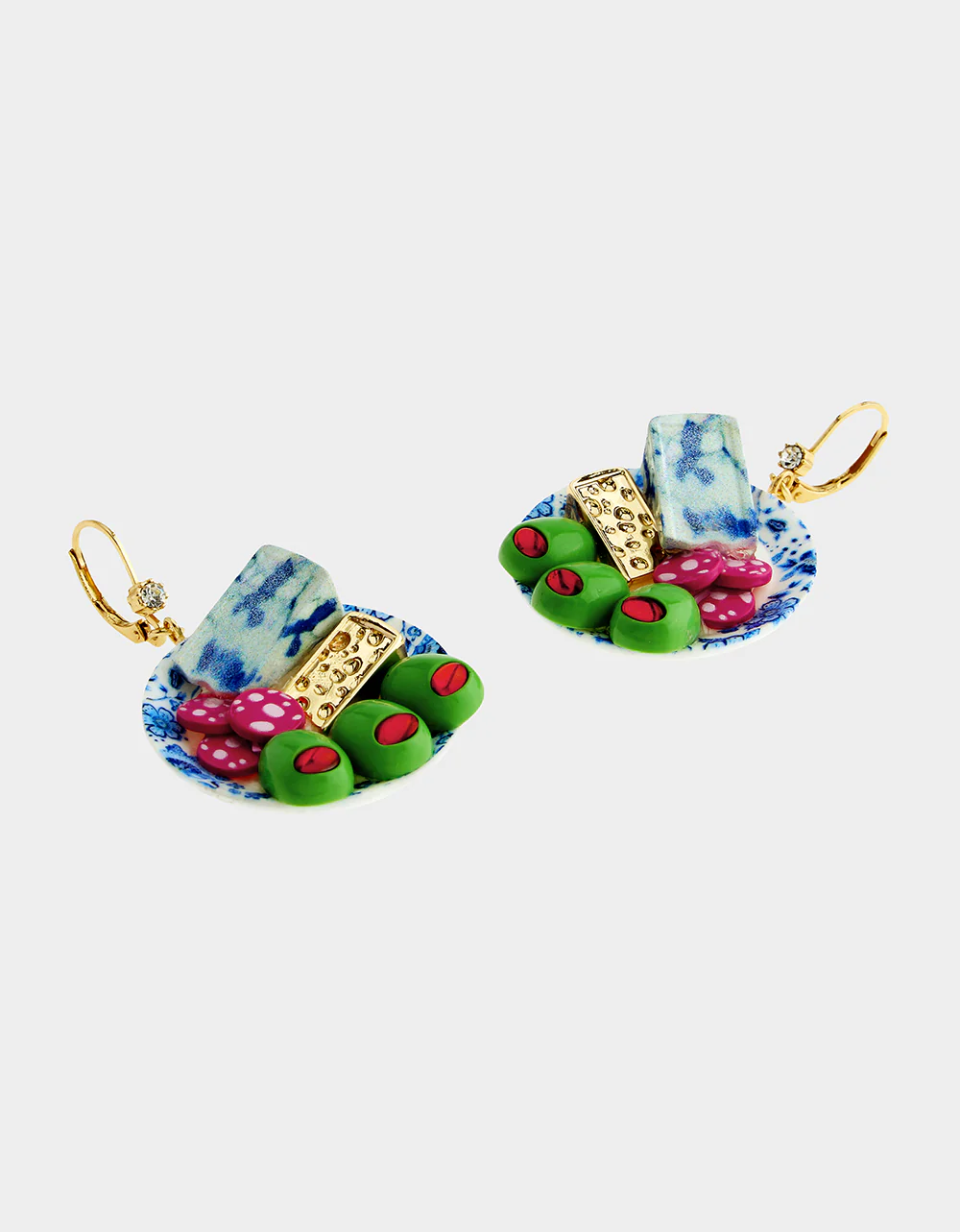 CHEESE PLATE EARRINGS BLUE - Image 2