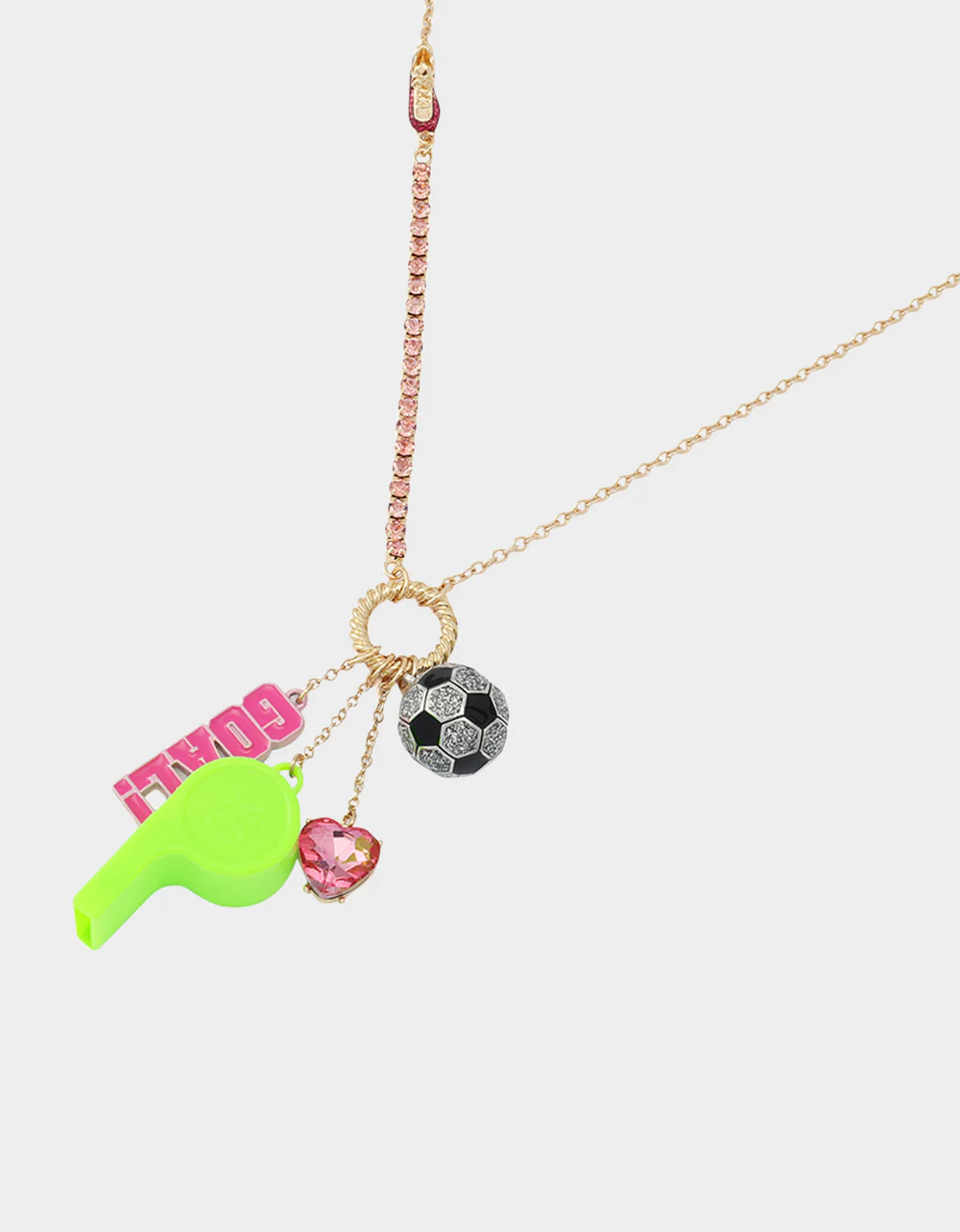 SOCCER CHARM LONG PENDANT NECKLACE PINK - Image 2