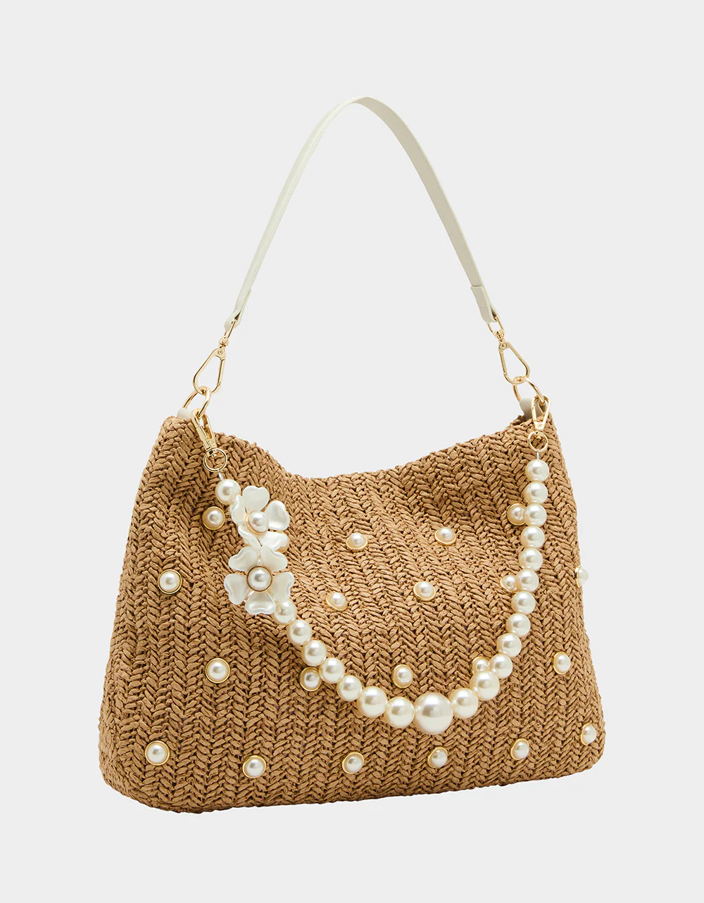 STRAW HOBO WITH PEARLS NATURAL - Image 3