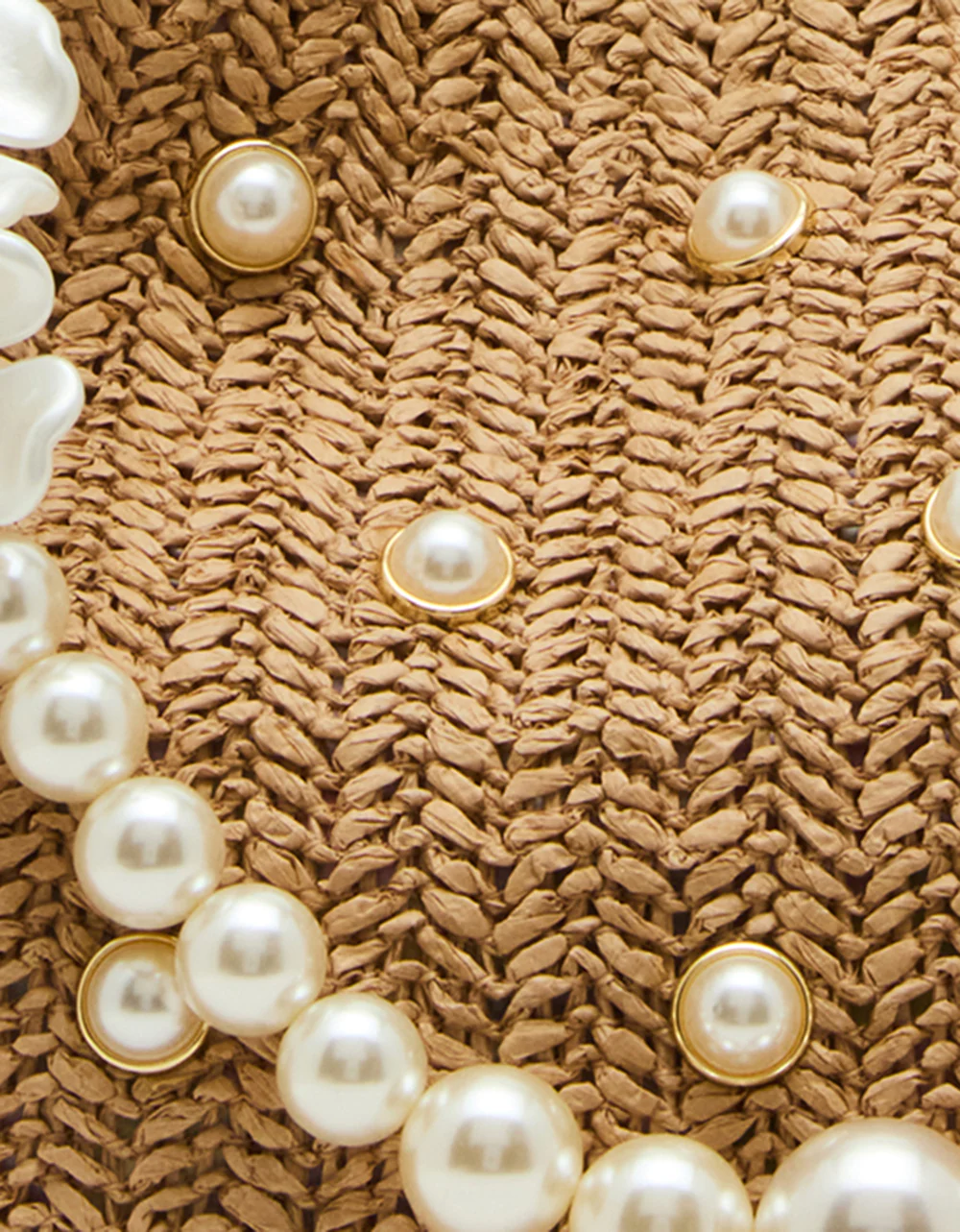 STRAW HOBO WITH PEARLS NATURAL - Image 7