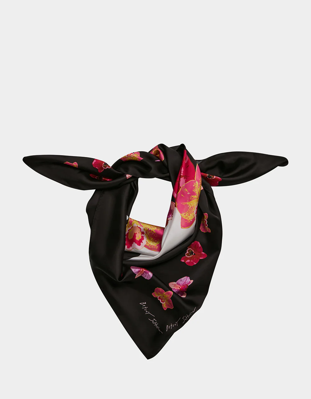 FLORAL SKULL SQUARE 35" X 35" SCARF BLACK - Image 2