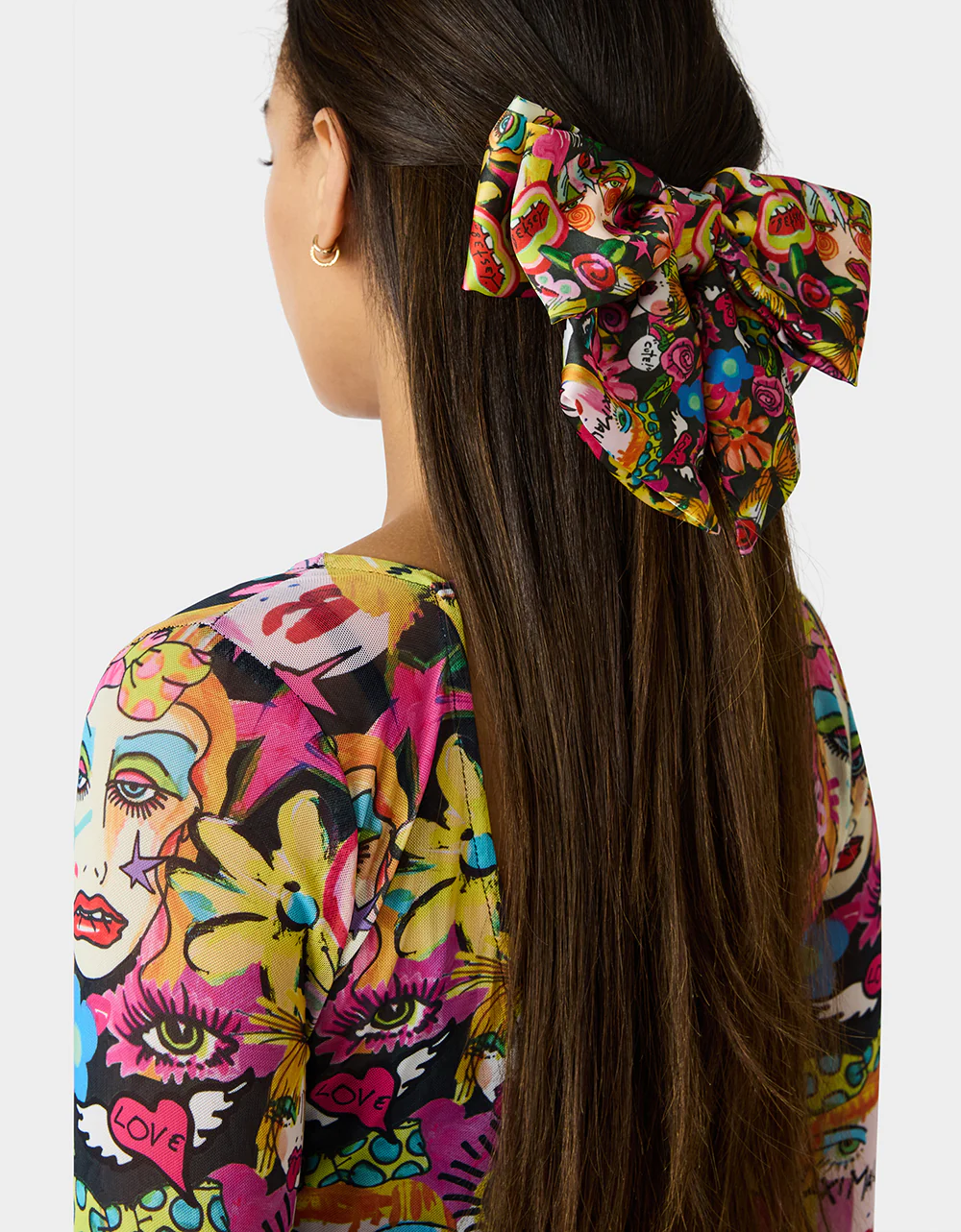 OVERSIZED BOW CLIP BLACK MULTI - Image 3