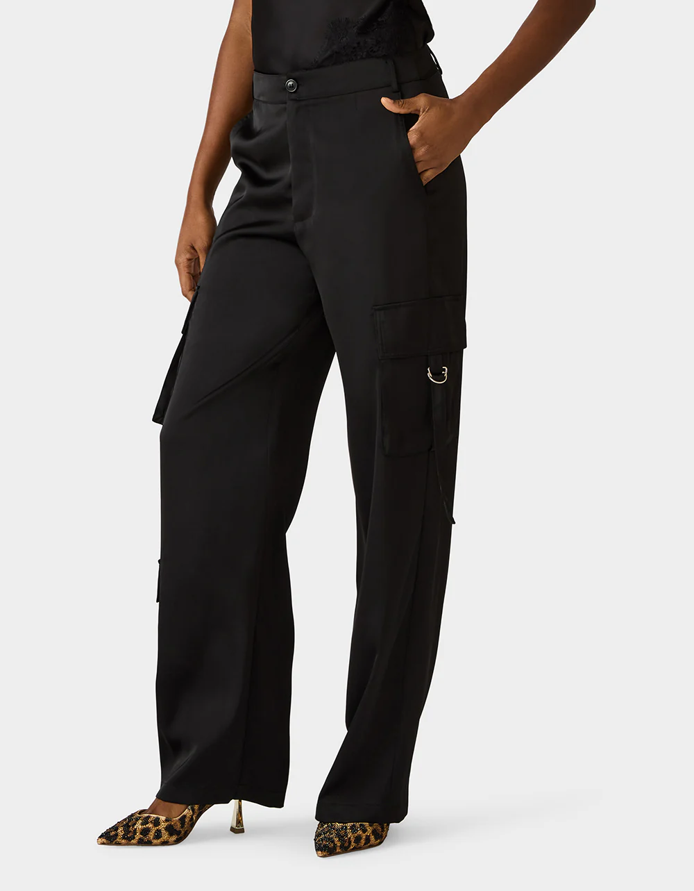 SILK UTILITY PANTS BLACK - Image 6