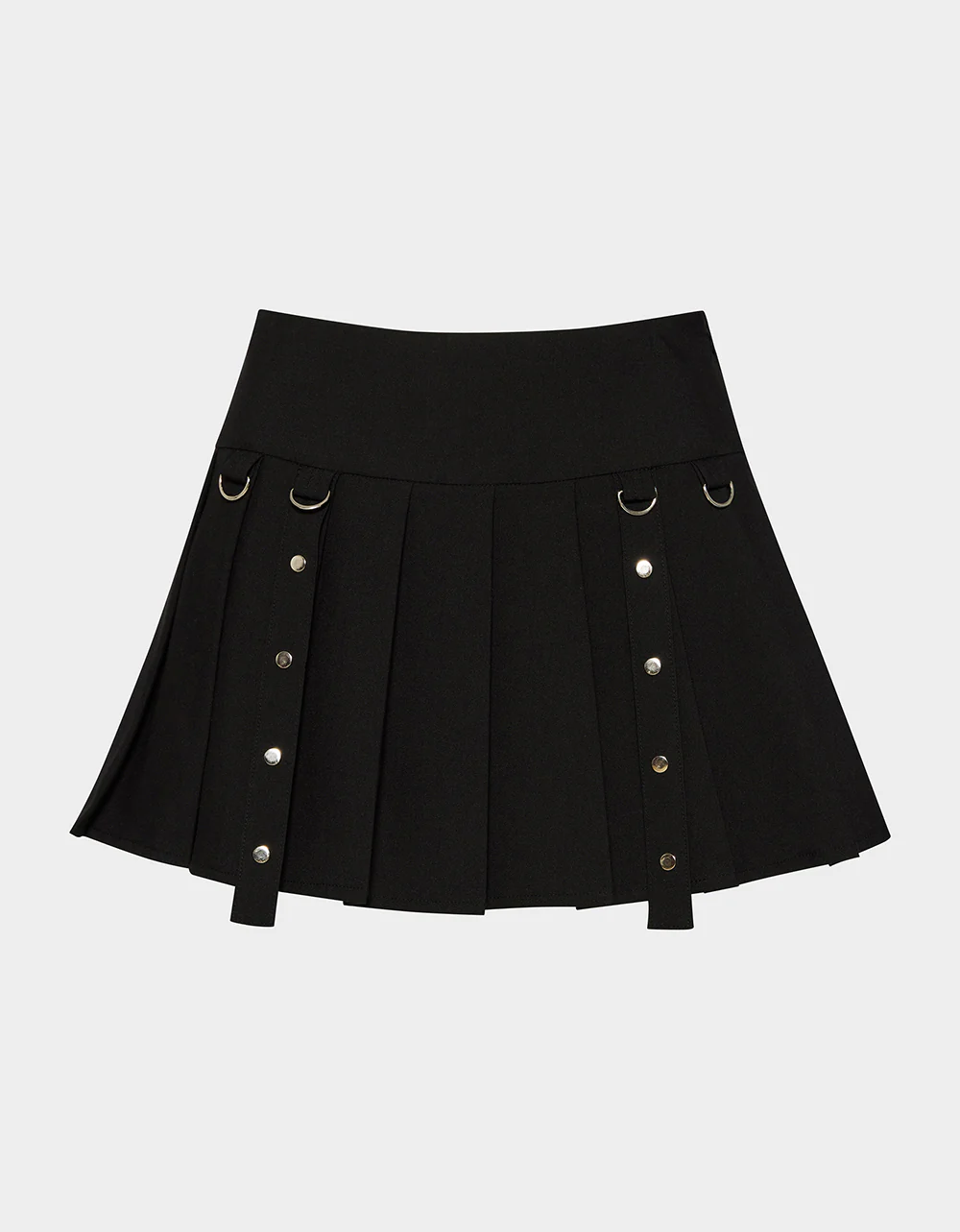 REBEL RIVET PLEATED SKIRT BLACK - Image 2