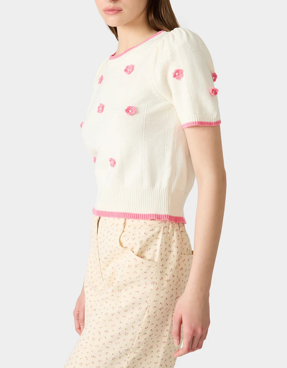 PETAL POP KNIT TOP OFF WHITE - Image 2