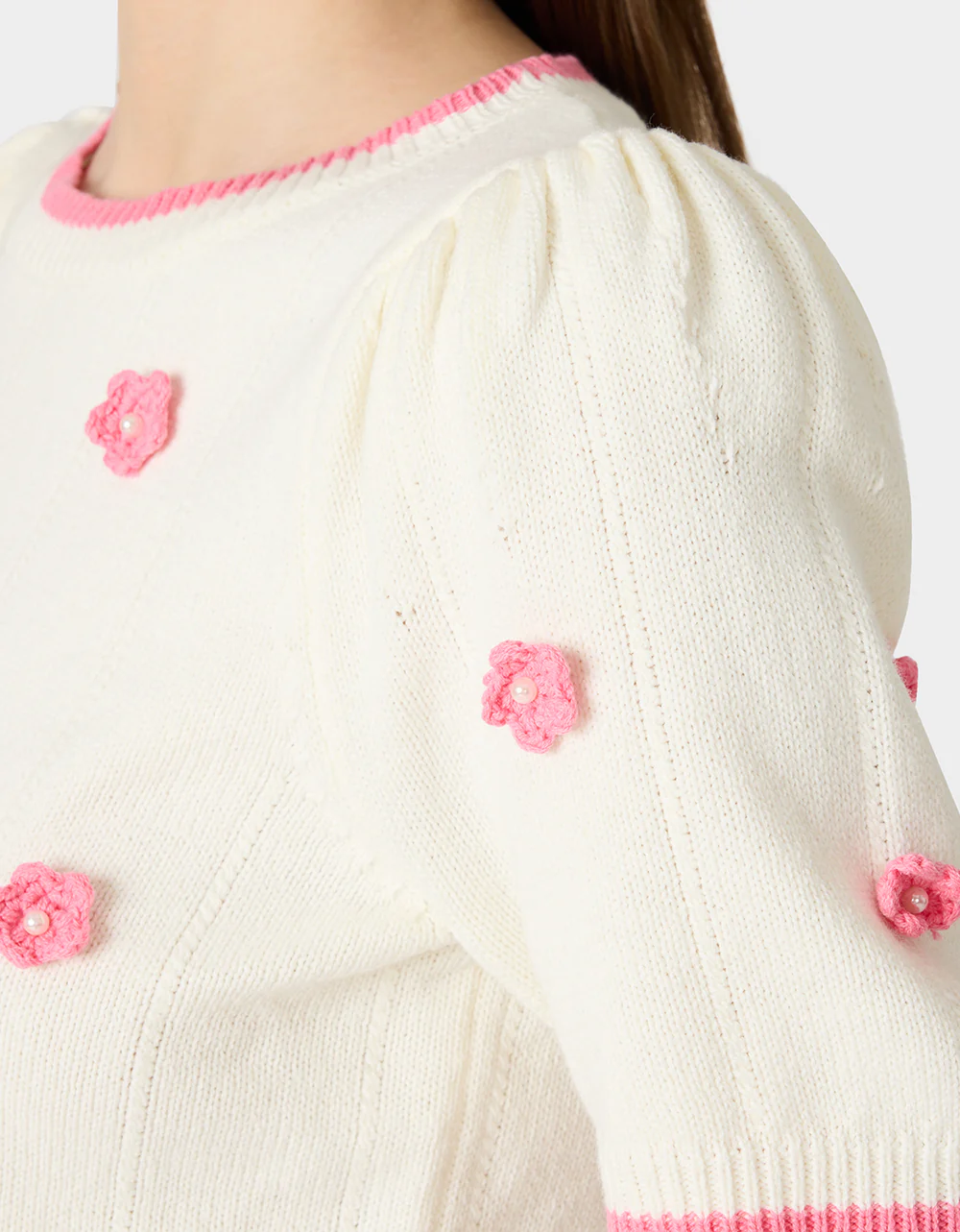 PETAL POP KNIT TOP OFF WHITE - Image 5