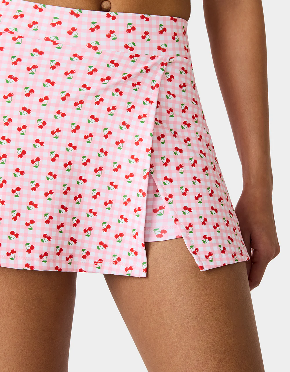 CHERRY GINGHAM SIDE SLIT SKORT PINK MULTI - Image 4