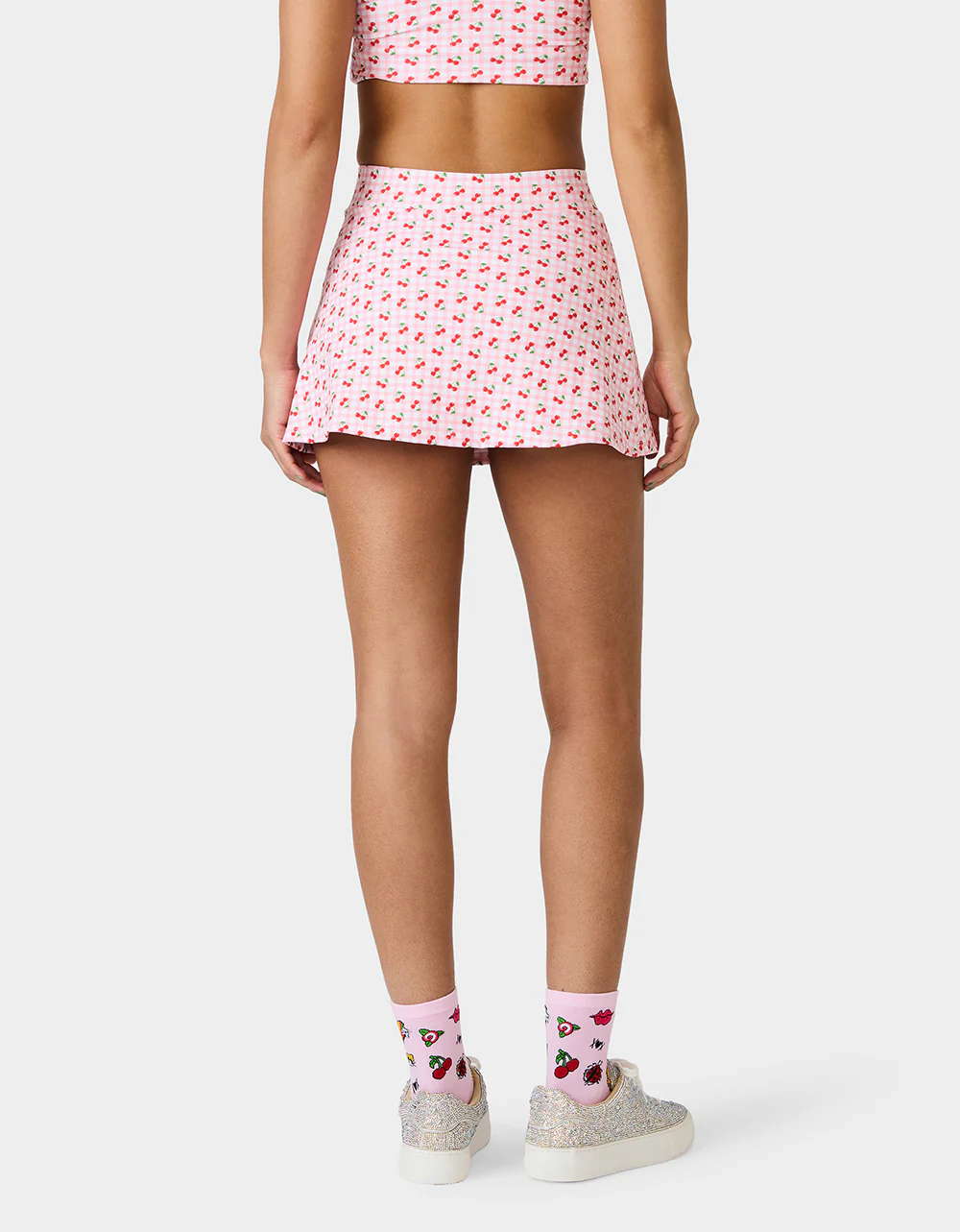 CHERRY GINGHAM SIDE SLIT SKORT PINK MULTI - Image 5