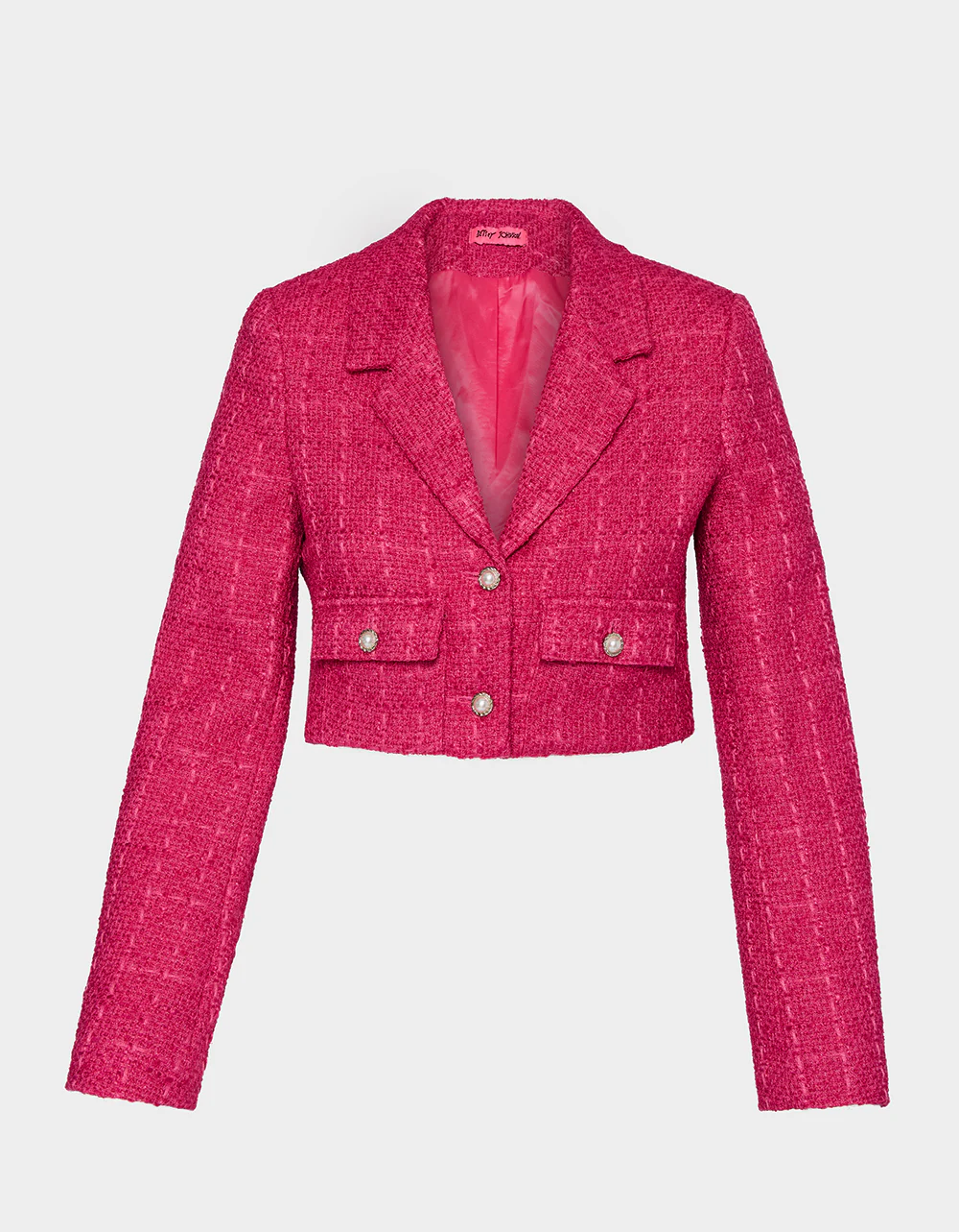 TWEED CROPPED BLAZER HOT PINK - Image 2