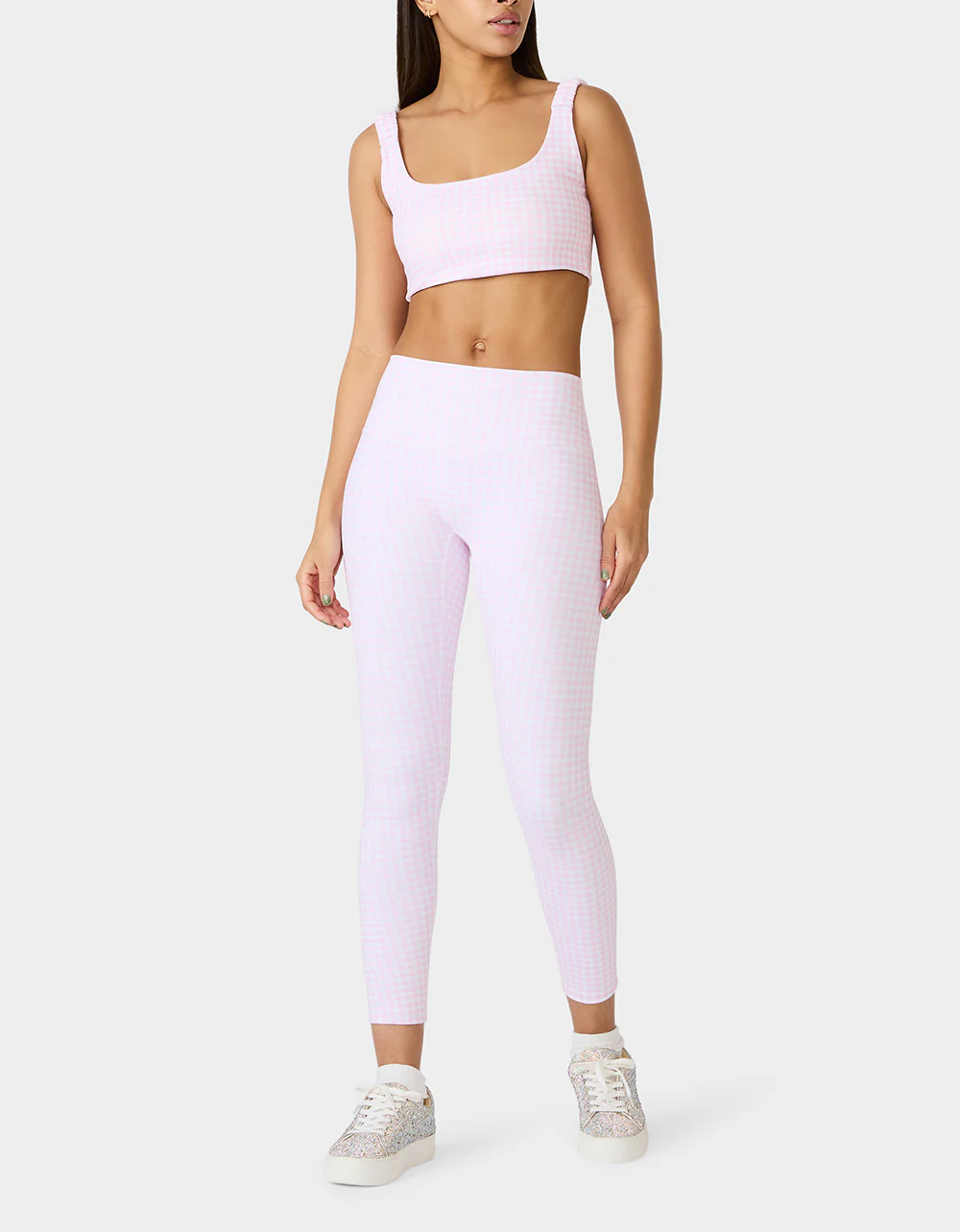 GINGHAM PRINT HIGHRISE LEGGING PINK MULTI - Image 7