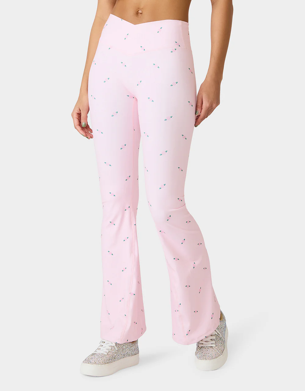 ROSE PRINT CROSSOVER LEGGINGS PINK ROSE - Image 3