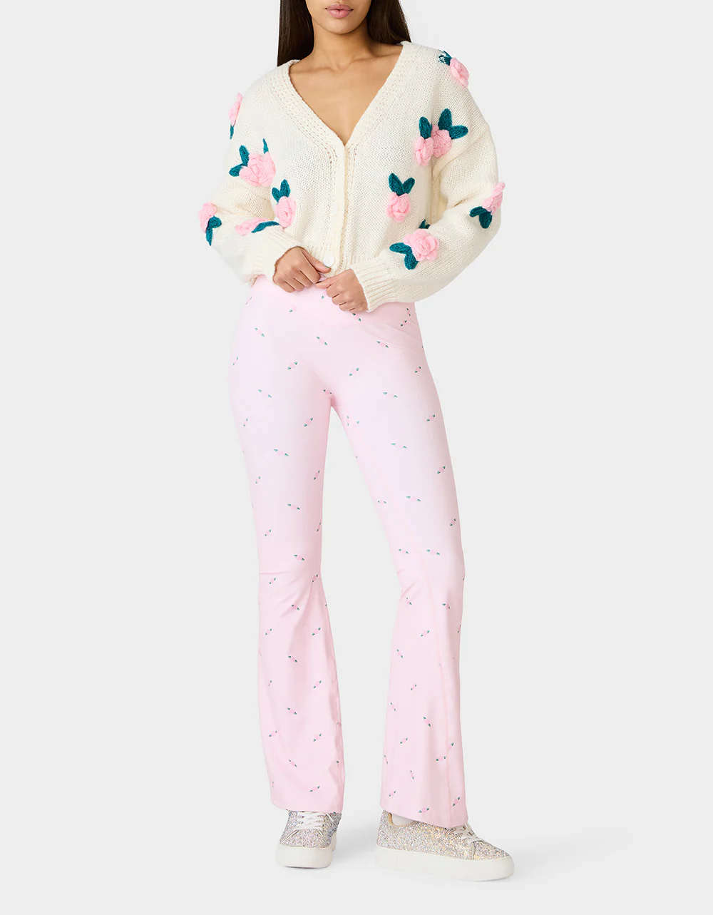 ROSE PRINT CROSSOVER LEGGINGS PINK ROSE - Image 9